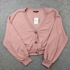 Love Tree Sweater Womens Large Mauve Pink Button Front Dolman Sleeve Cardigan